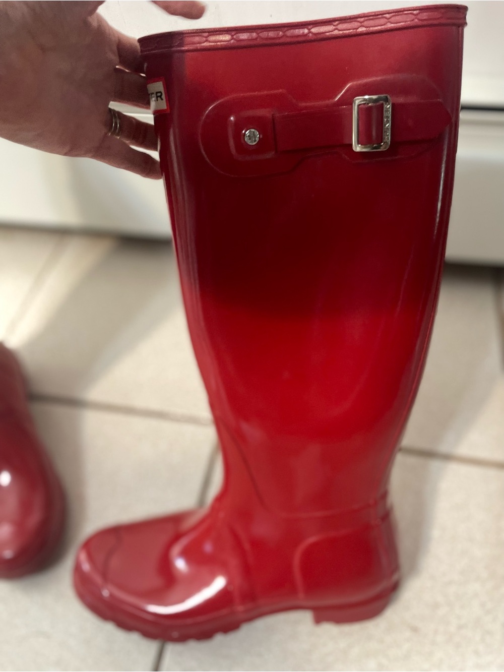 Hunter Red Tall Gloss Rain Boots - Picture 5 of 8